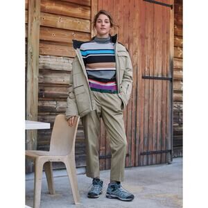 Aztec Mountain Matterhorn Thick Merino Striped Turtleneck Ski Sweater L NWT